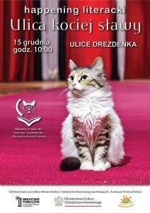 Happening literacki Ulica kociej sławy 15 grudnia godz.10:00 Ulice Drezdenka. Fot siedzący kot